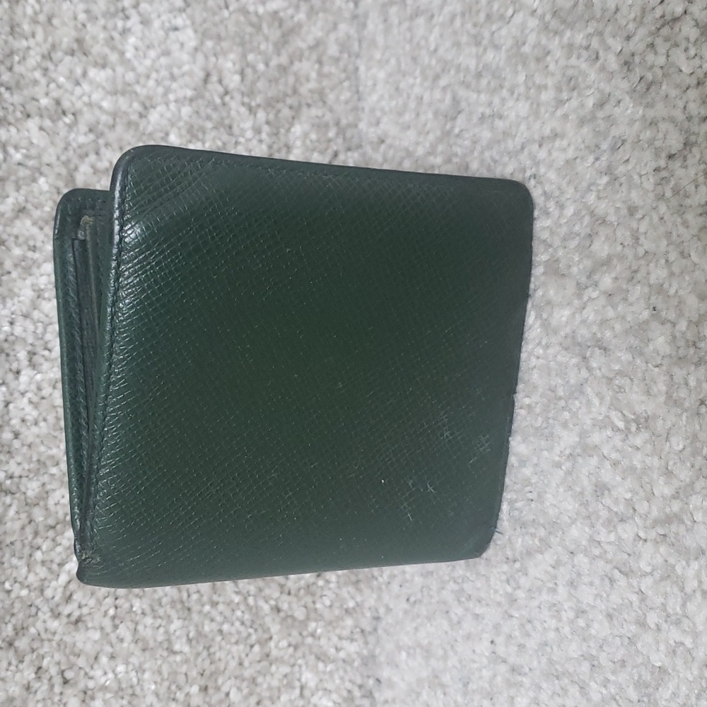 Louis Vuitton Green Taiga Bifold wallet Authentic With Wear